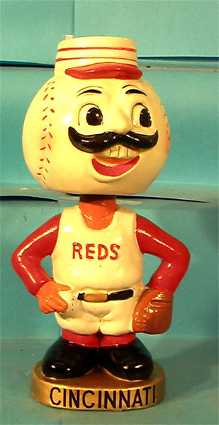 Vintage Cincinnati Reds Gold Base Mascot  Bobblehead