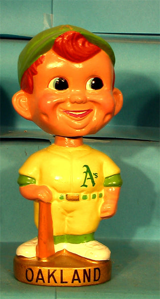 Vintage Oakland Athletics A's gold base bobblehead with bat