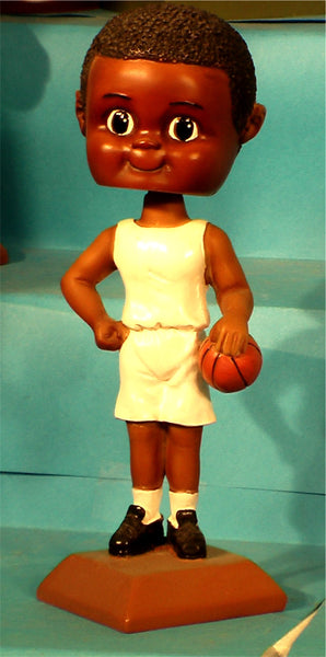 Paintable Black Basketball Boy Bobblehead (case 24)