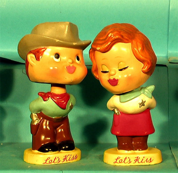 Vintage Kissing Cowboy Bobbleheads