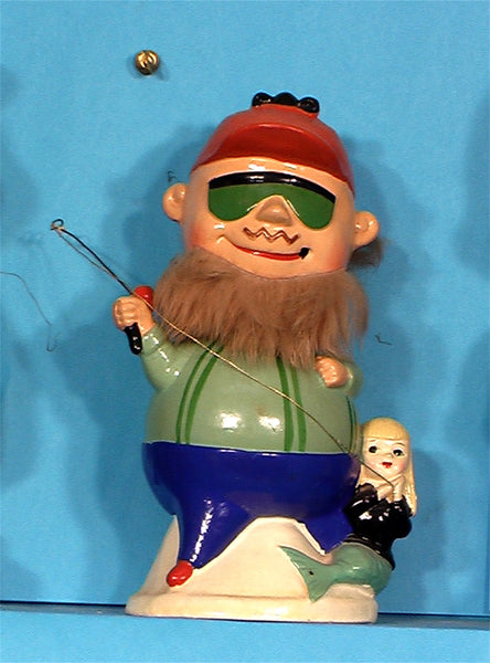 Vintage Fisherman with Mermaid bobblehead bank